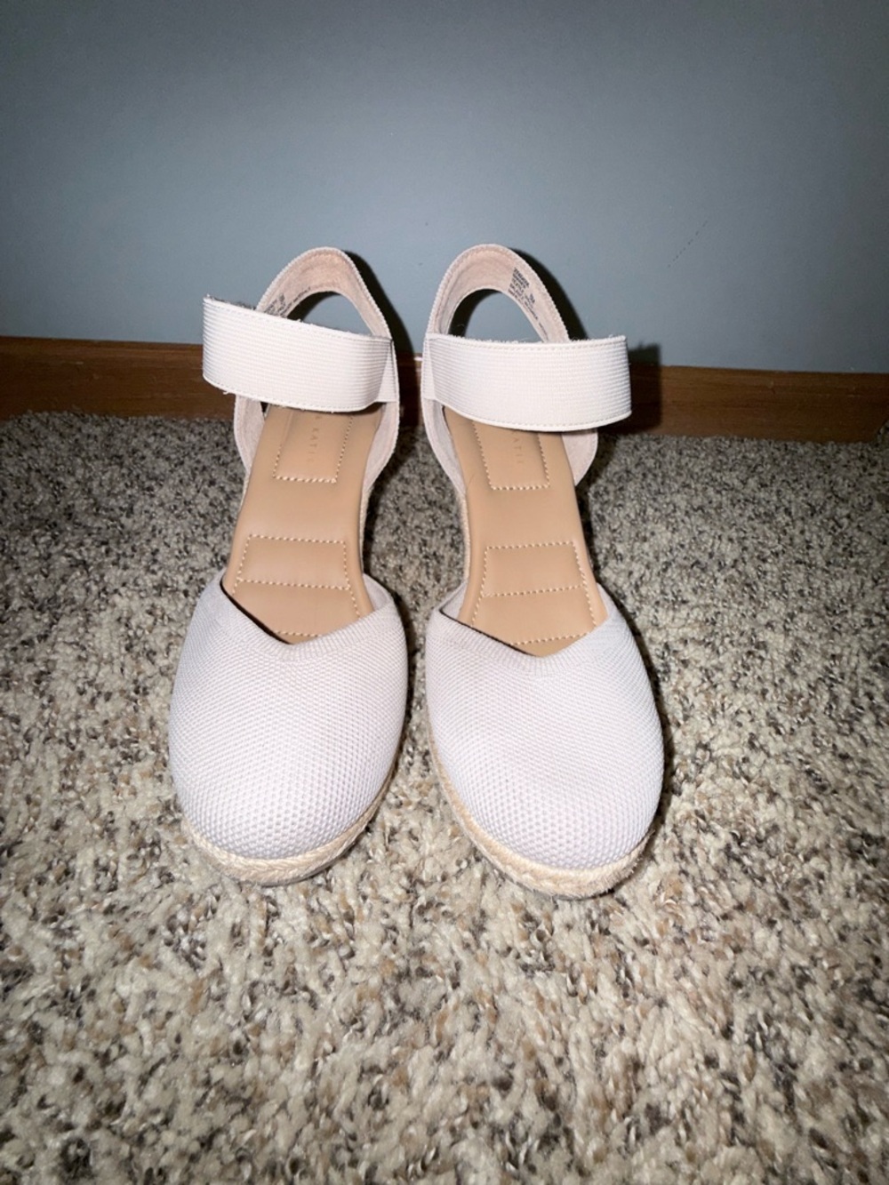 Kelly & Katie Light Beige Espadrille Wedge Sandals with Ankle Strap
